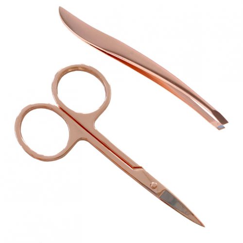 Ögonbrynssax + Pincette roséguld